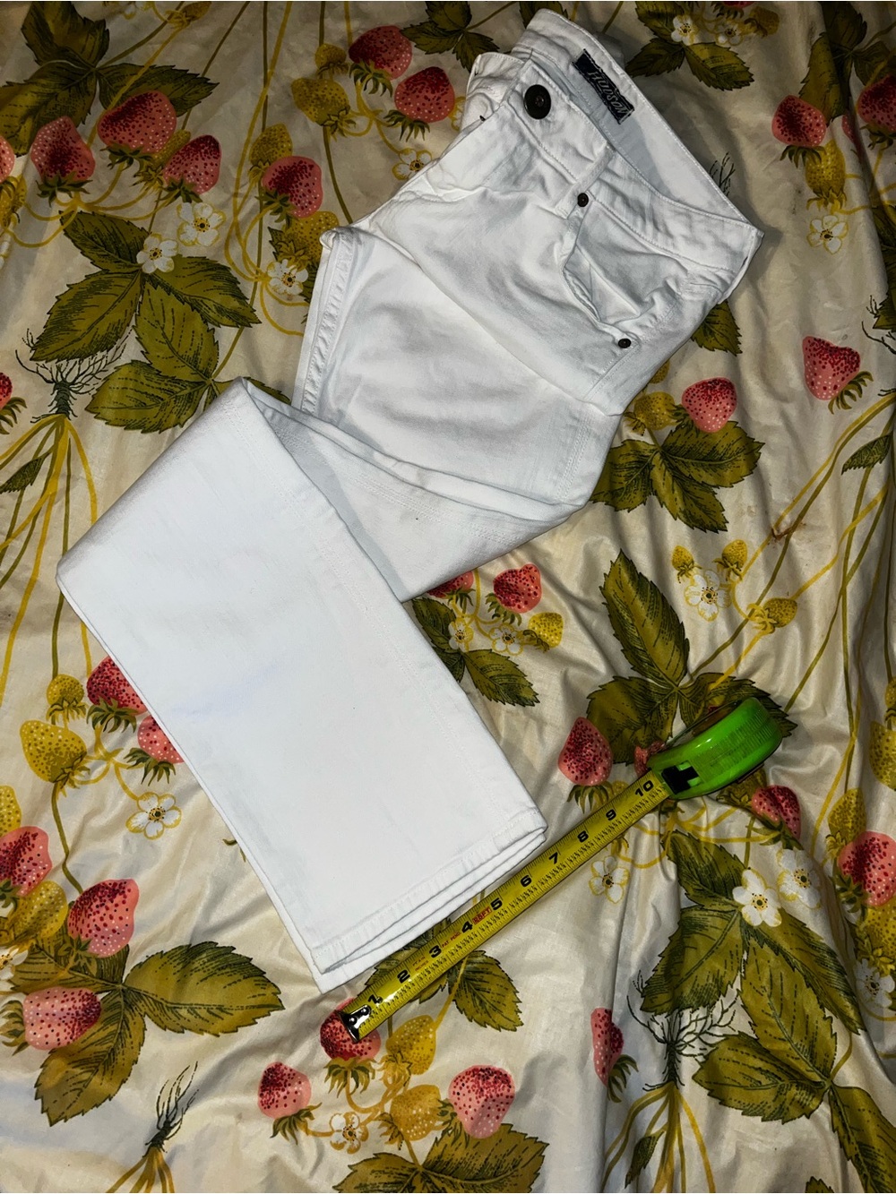 Hudson White Denim Straight Low Rise Jeans